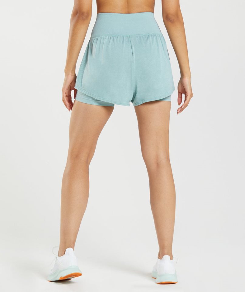 Women's Gymshark Vital Seamless 2.0 2-in-1 Shorts Light Blue | NZ 4DFUXR